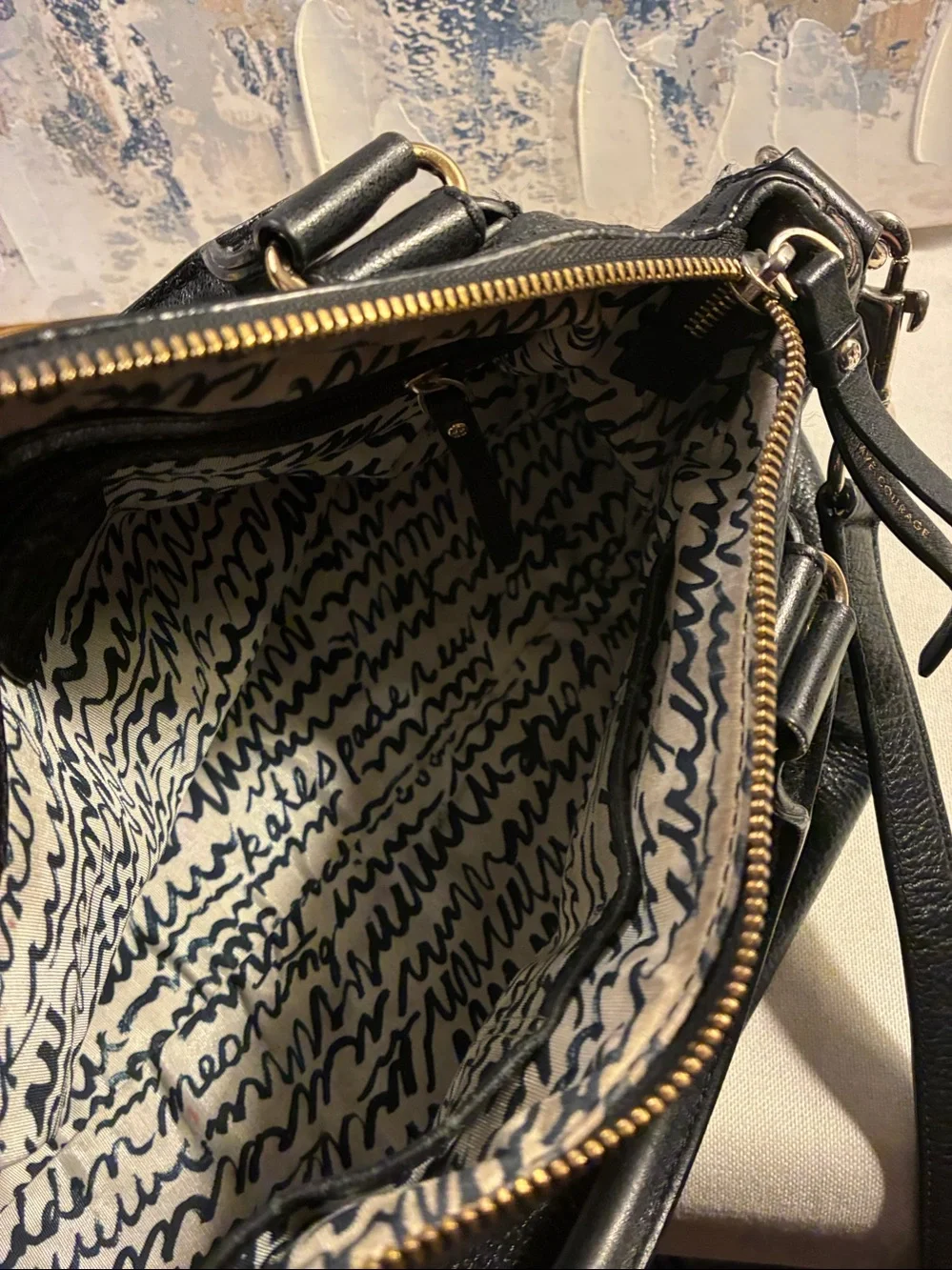 Genuine Kate Spade Black Slouchy Pebbled Leather Shoulder Satchel